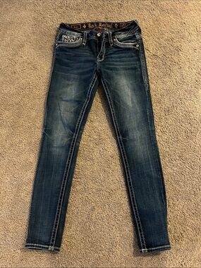 Rock Revival Women's Indigo Skinny Jeans with Contrast Stitching